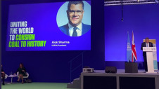 Pictured: COP26 President Alok Sharma on stage today (4 November). Image: Greg Hands MP, BEIS Minister